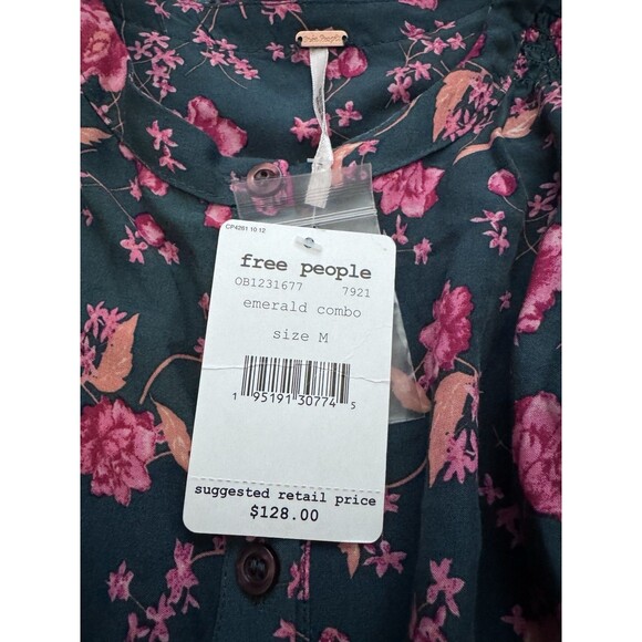 NWT Free People Flower Fields Mini Dress Emerald Combo Flowy Boho Size Medium - Picture 5 of 9